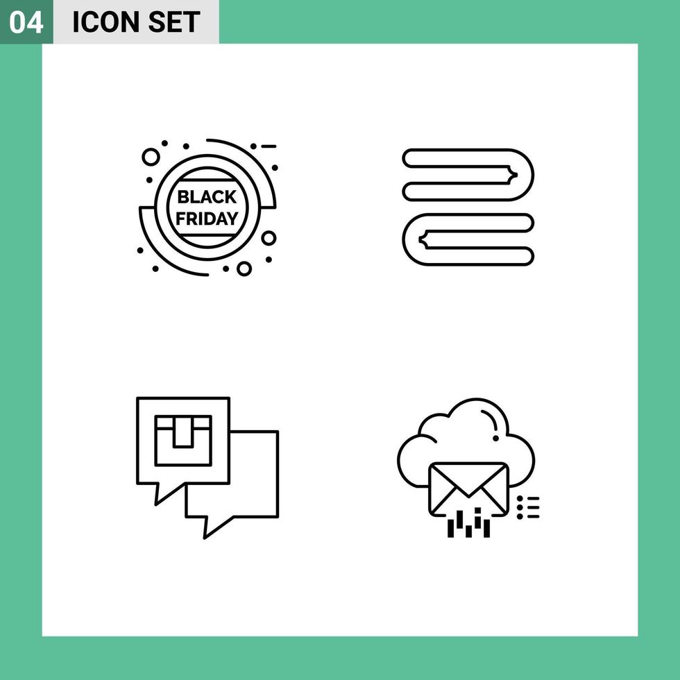 Set of 4 Modern UI Icons Symbols Signs for sale discount feedback sale towel shipping Editable Vector Design Elements