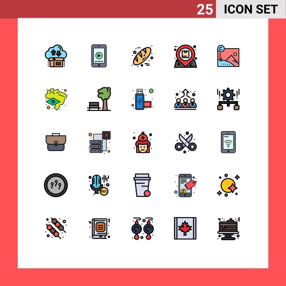 25 Universal Filled line Flat Color Signs Symbols of interaction essential vedio communication thanks day Editable Vector Design Elements