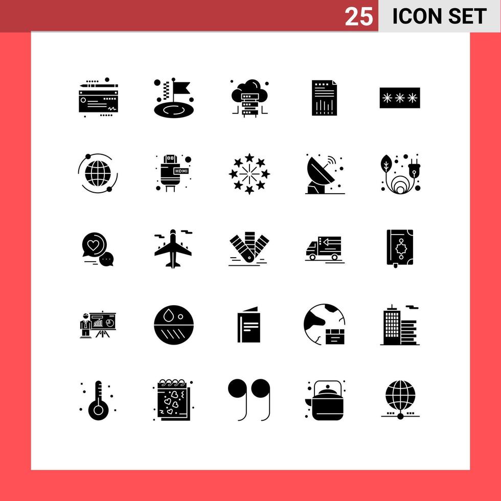 Stock Vector Icon Pack of 25 Line Signs and Symbols for key report server paper financial Editable Vector Design Elements