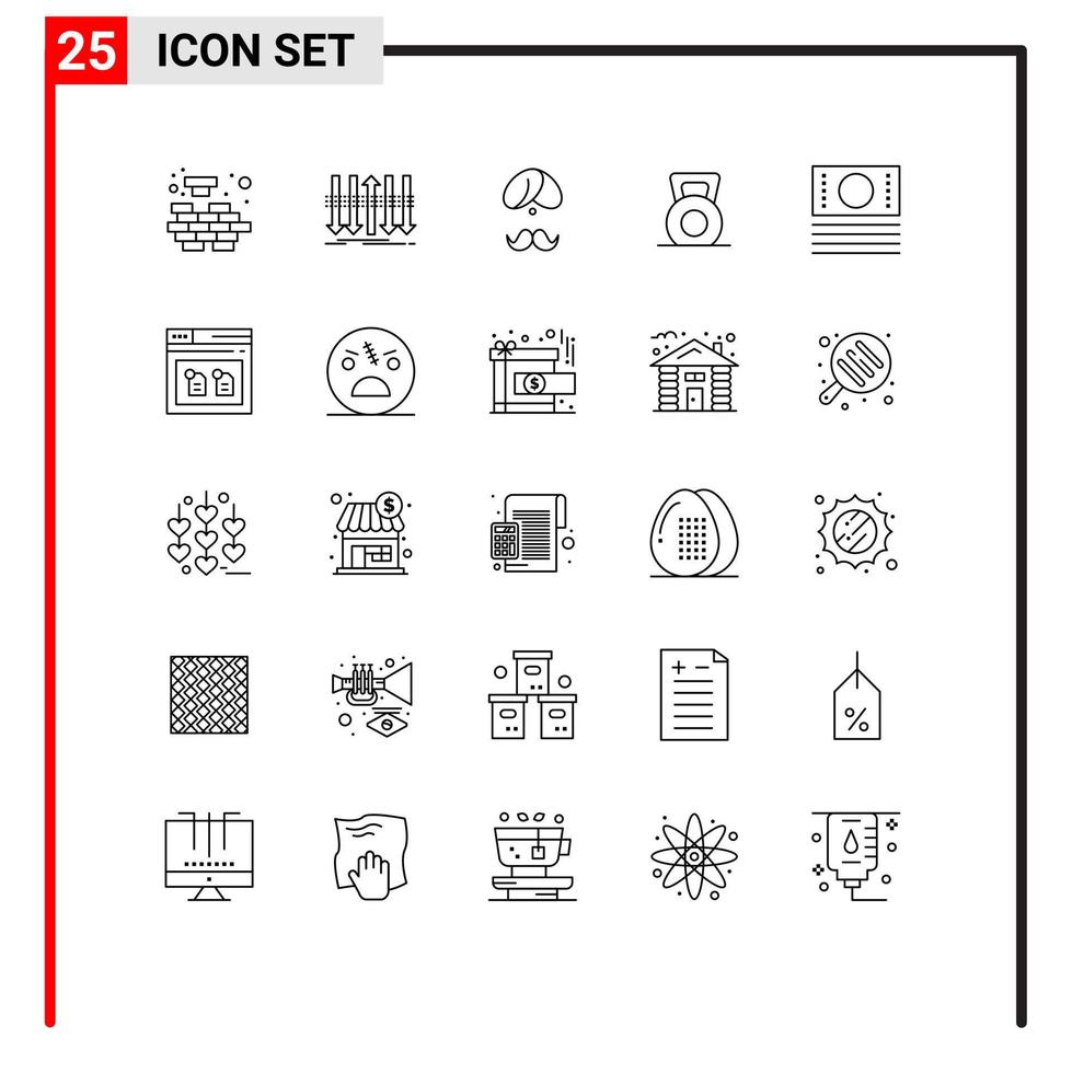 Set of 25 Modern UI Icons Symbols Signs for fitness turba individuality person man Editable Vector Design Elements