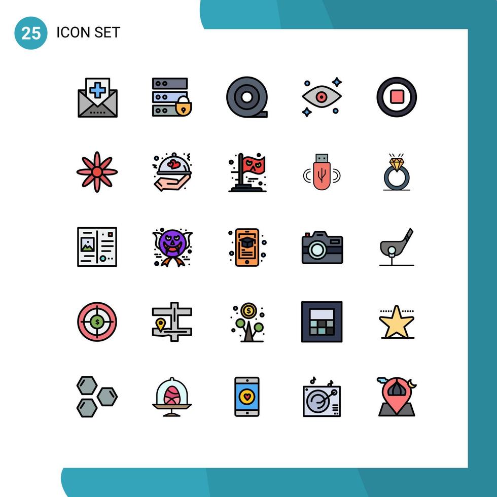 25 iconos creativos modernos signos y símbolos de decoración detener clave multimedia viendo elementos de diseño vectorial editables vector