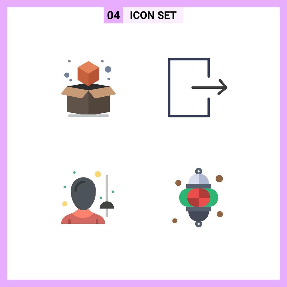 4 Flat Icon concept for Websites Mobile and Apps cube sword arrow female light Editable Vector Design Elements
