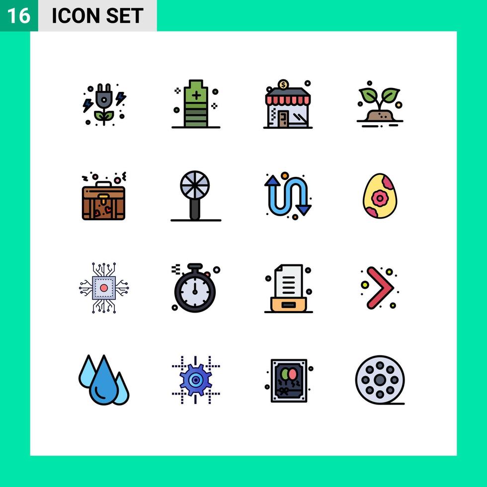 paquete de iconos de vectores de stock de 16 signos y símbolos de línea para maletín guardar elementos de diseño de vectores creativos editables verdes del mundo empresarial