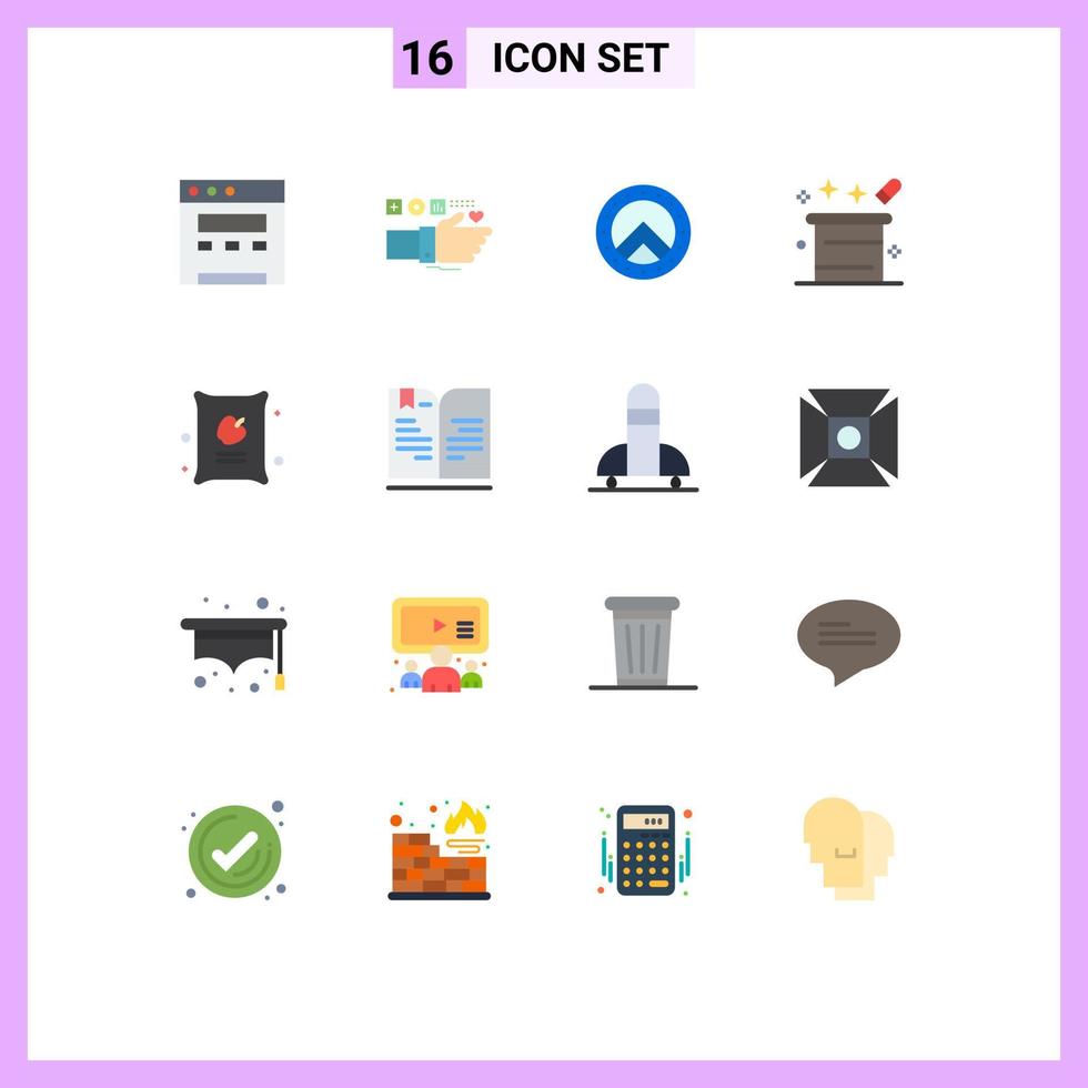 16 Creative Icons Modern Signs and Symbols of apple farming seurity magician hat magical Editable Pack of Creative Vector Design Elements