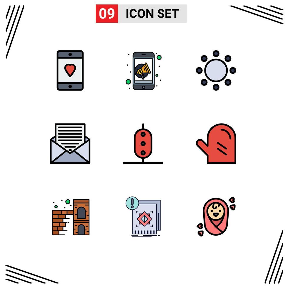 Universal Icon Symbols Group of 9 Modern Filledline Flat Colors of letter email speaker contact symbols Editable Vector Design Elements