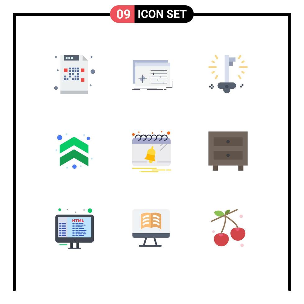 Set of 9 Modern UI Icons Symbols Signs for bell up software arrows success Editable Vector Design Elements