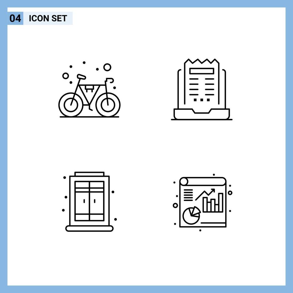 Universal Icon Symbols Group of 4 Modern Filledline Flat Colors of bicycle home gym news window Editable Vector Design Elements
