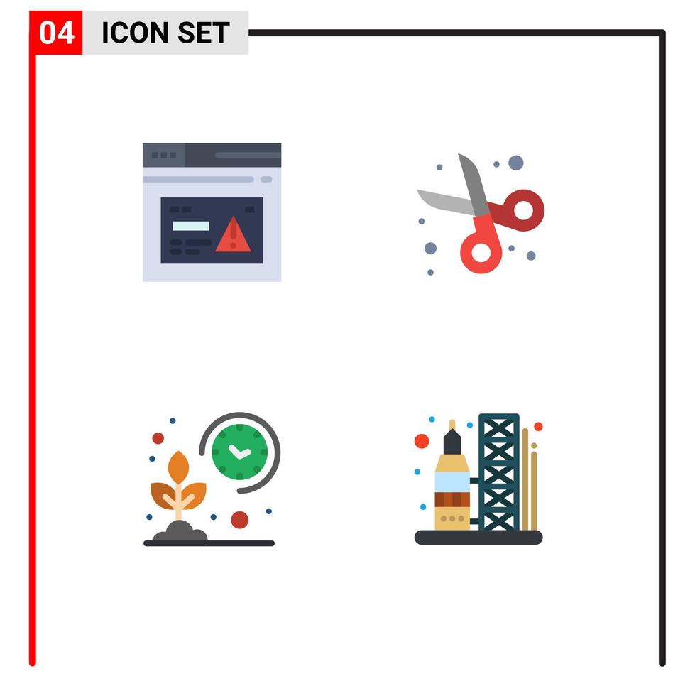 Set of 4 Vector Flat Icons on Grid for internet student website cut farmer Editable Vector Design Elements