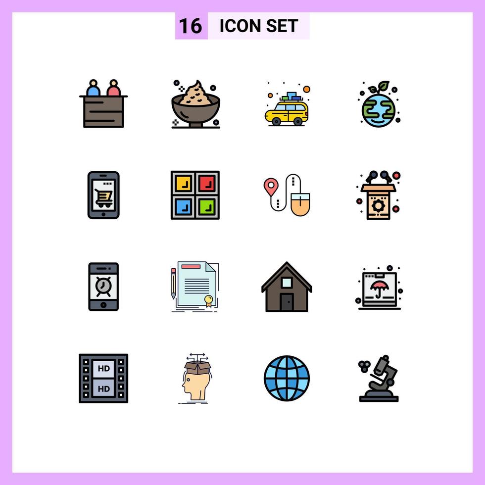 Set of 16 Modern UI Icons Symbols Signs for cart plant potato growth bus Editable Creative Vector Design Elements