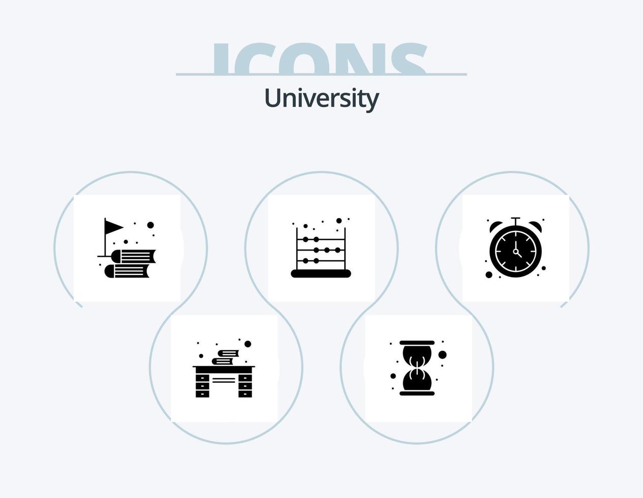 University Glyph Icon Pack 5 Icon Design. watch. books. math. abacus vector