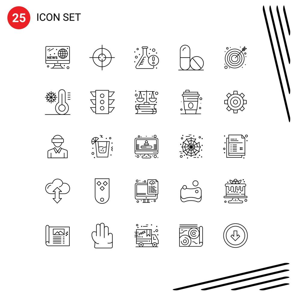 25 Creative Icons Modern Signs and Symbols of success goal experiment arrow science Editable Vector Design Elements