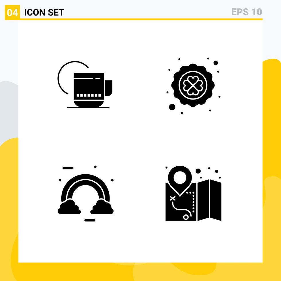 4 Solid Glyph concept for Websites Mobile and Apps tea cloud service leaf ireland Editable Vector Design Elements