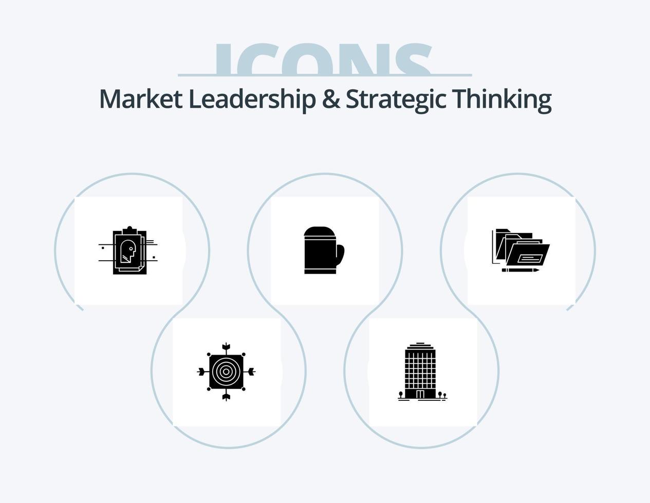 Market Leadership And Strategic Thinking Glyph Icon Pack 5 Icon Design. cold. microwave. space. glove. user id vector