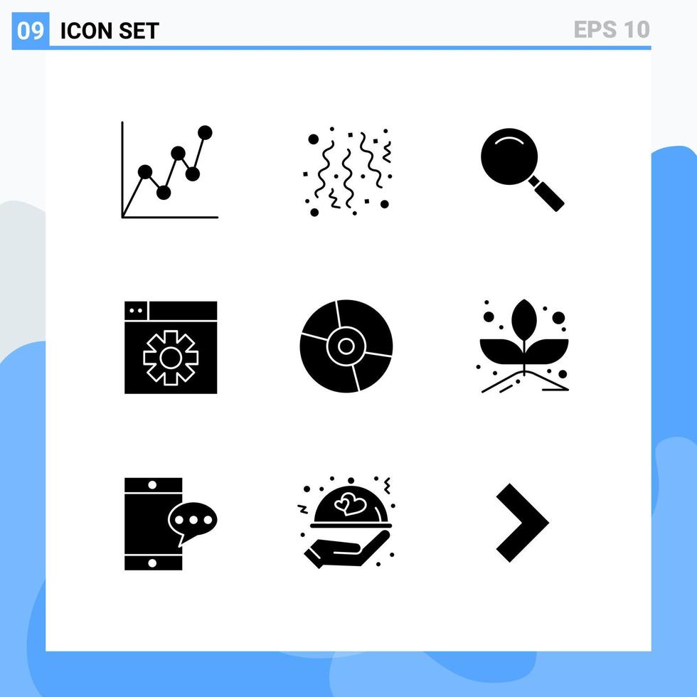 Mobile Interface Solid Glyph Set of 9 Pictograms of products disc look devices design Editable Vector Design Elements