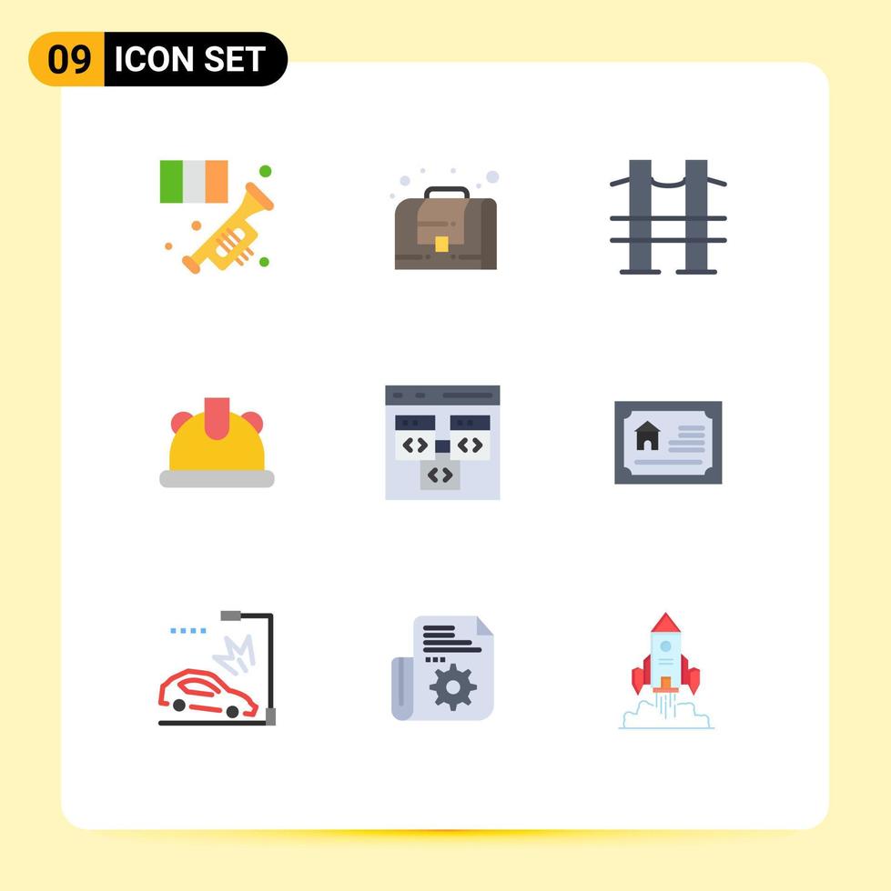 9 Creative Icons Modern Signs and Symbols of coding app bridge helmet building Editable Vector Design Elements