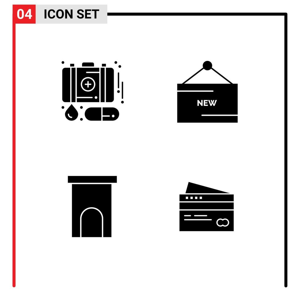 Stock Vector Icon Pack of 4 Line Signs and Symbols for case architecture medicine new house Editable Vector Design Elements