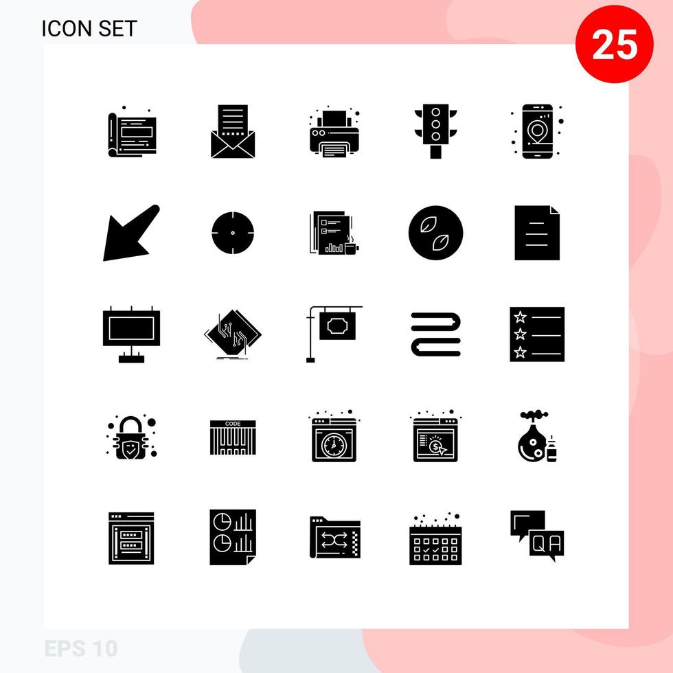 Set of 25 Modern UI Icons Symbols Signs for gps transport letter traffic printing Editable Vector Design Elements