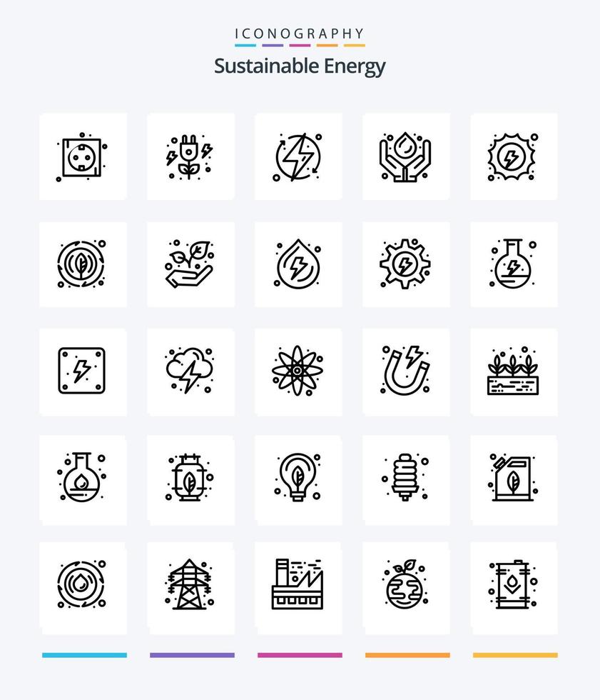 Creative Sustainable Energy 25 OutLine icon pack  Such As renewable. medicine. charge. green technology. renewable vector