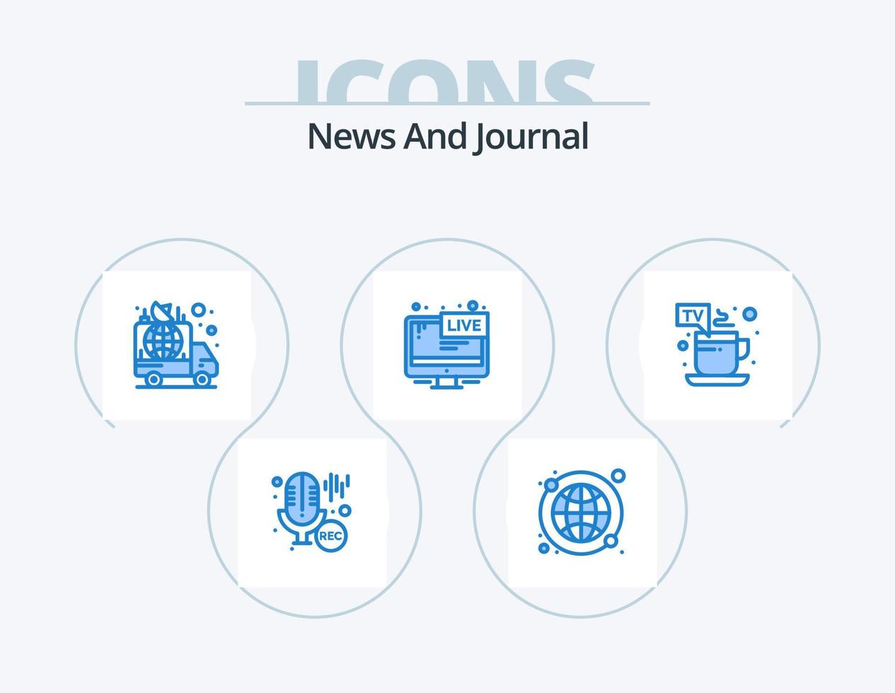 News Blue Icon Pack 5 Icon Design. news. broadcasting. advertisement. screen. news vector