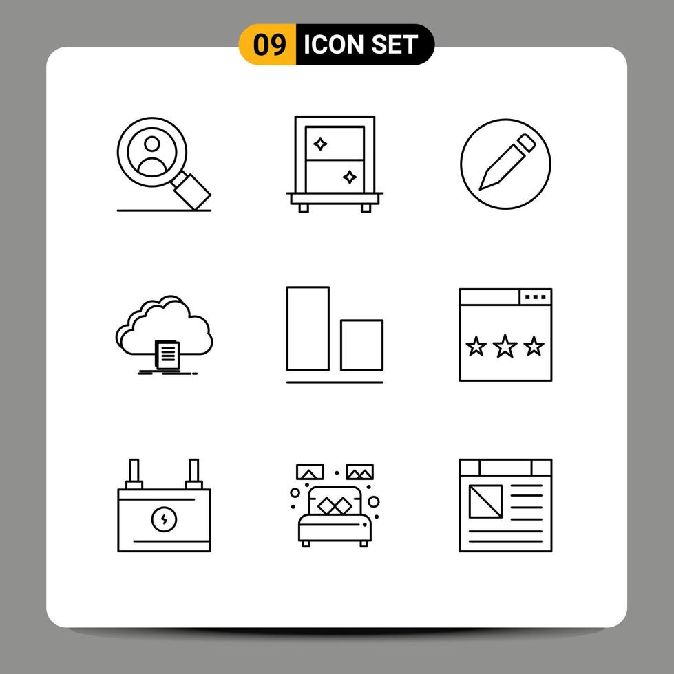 Stock Vector Icon Pack of 9 Line Signs and Symbols for engine bottom text align file Editable Vector Design Elements