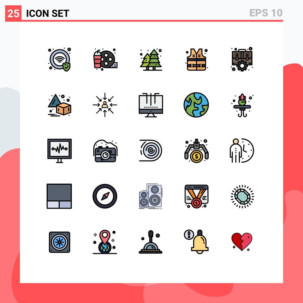 Universal Icon Symbols Group of 25 Modern Filled line Flat Colors of setting management city case water Editable Vector Design Elements