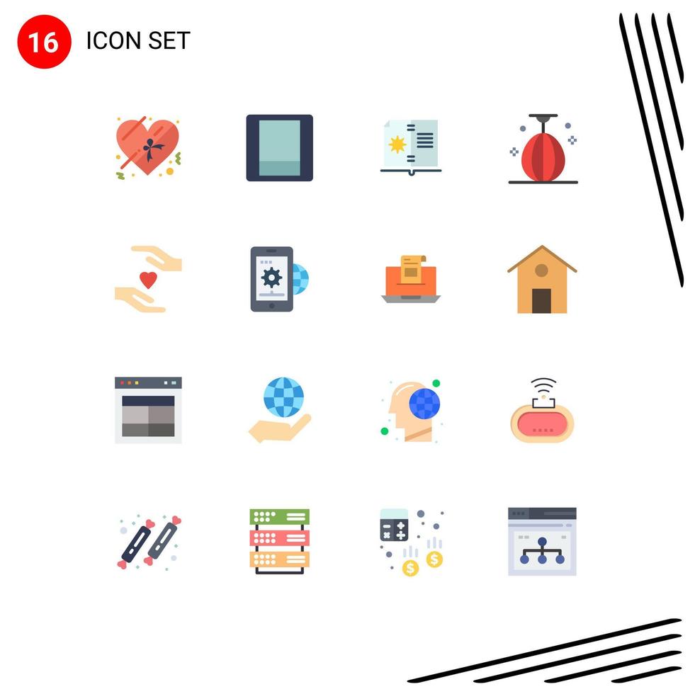 símbolos de iconos universales grupo de 16 colores planos modernos de amor cuidado hardware deporte pequeño paquete editable de elementos de diseño de vectores creativos
