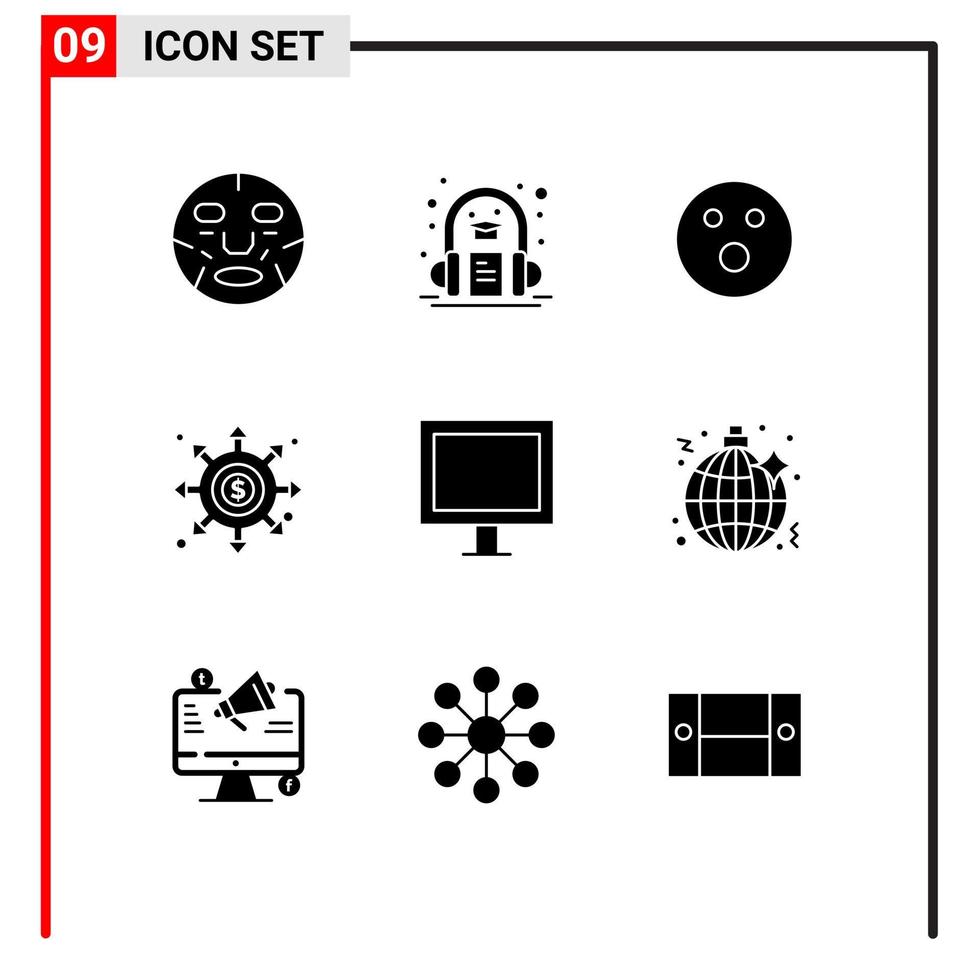9 Solid Glyph concept for Websites Mobile and Apps wormhole hole learning black hole game Editable Vector Design Elements