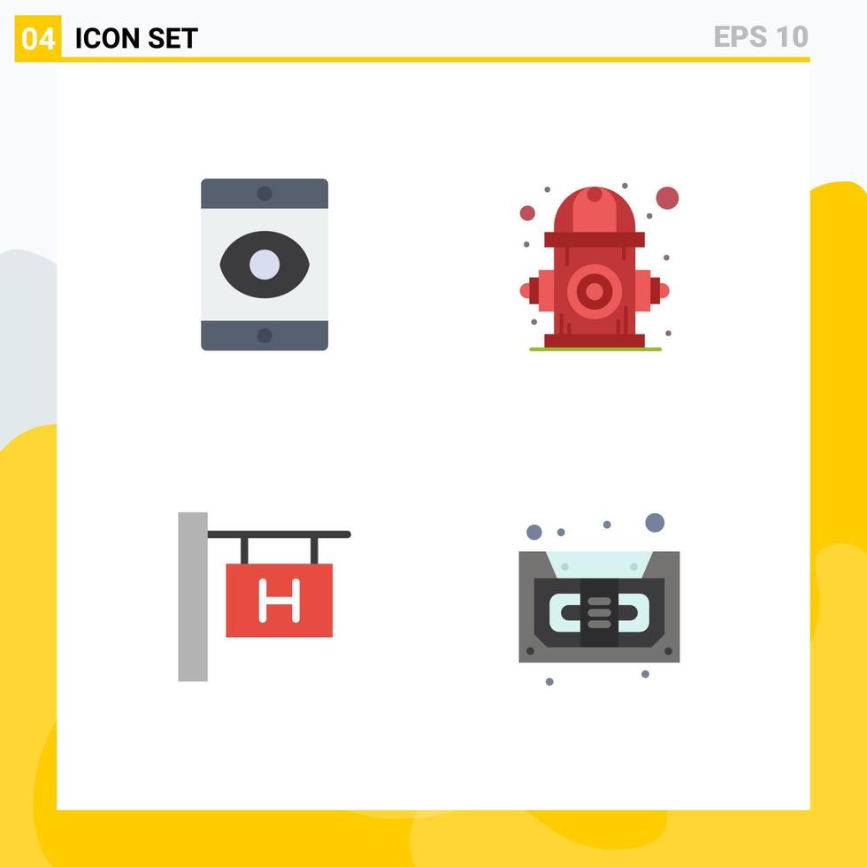 Editable Vector Line Pack of 4 Simple Flat Icons of smartphone travel city life audio Editable Vector Design Elements