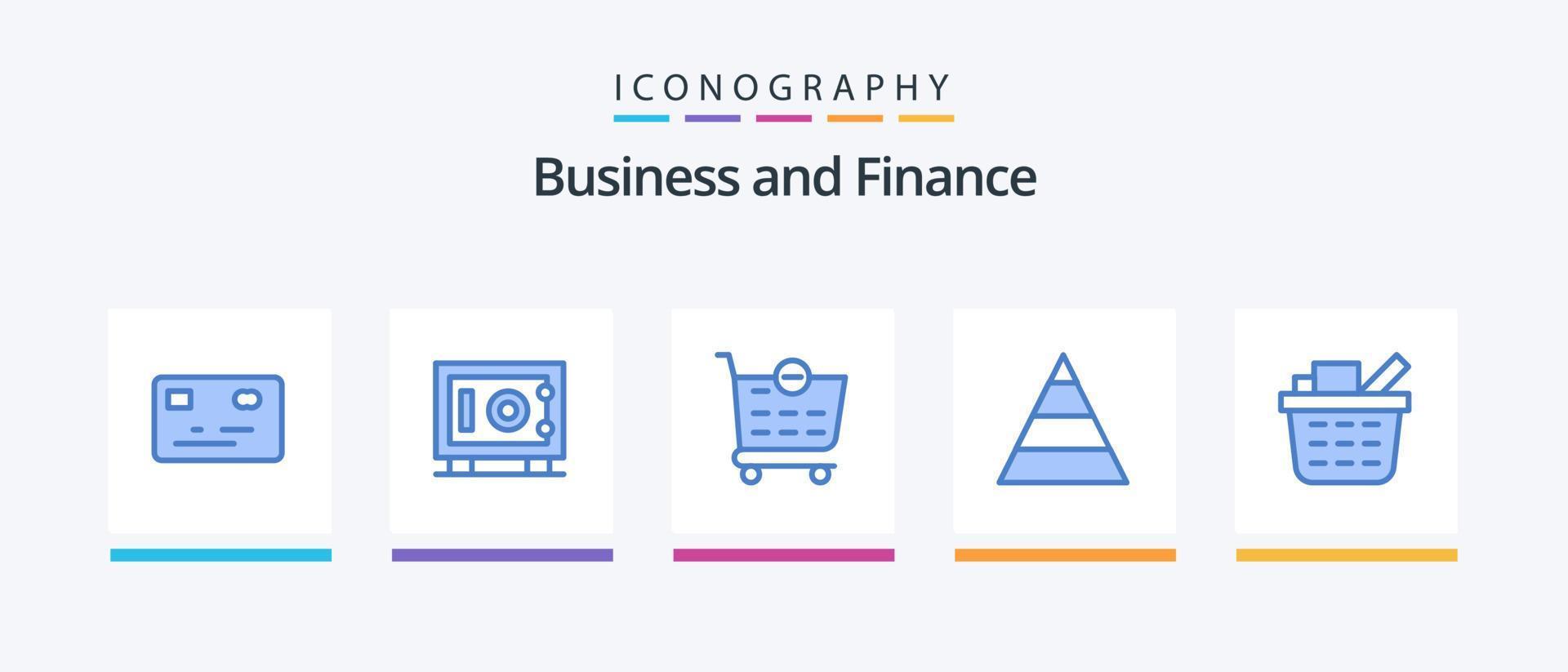 paquete de iconos de finanzas azul 5 que incluye . carro de la compra. carro de la compra. cesta. diseño de iconos creativos vector