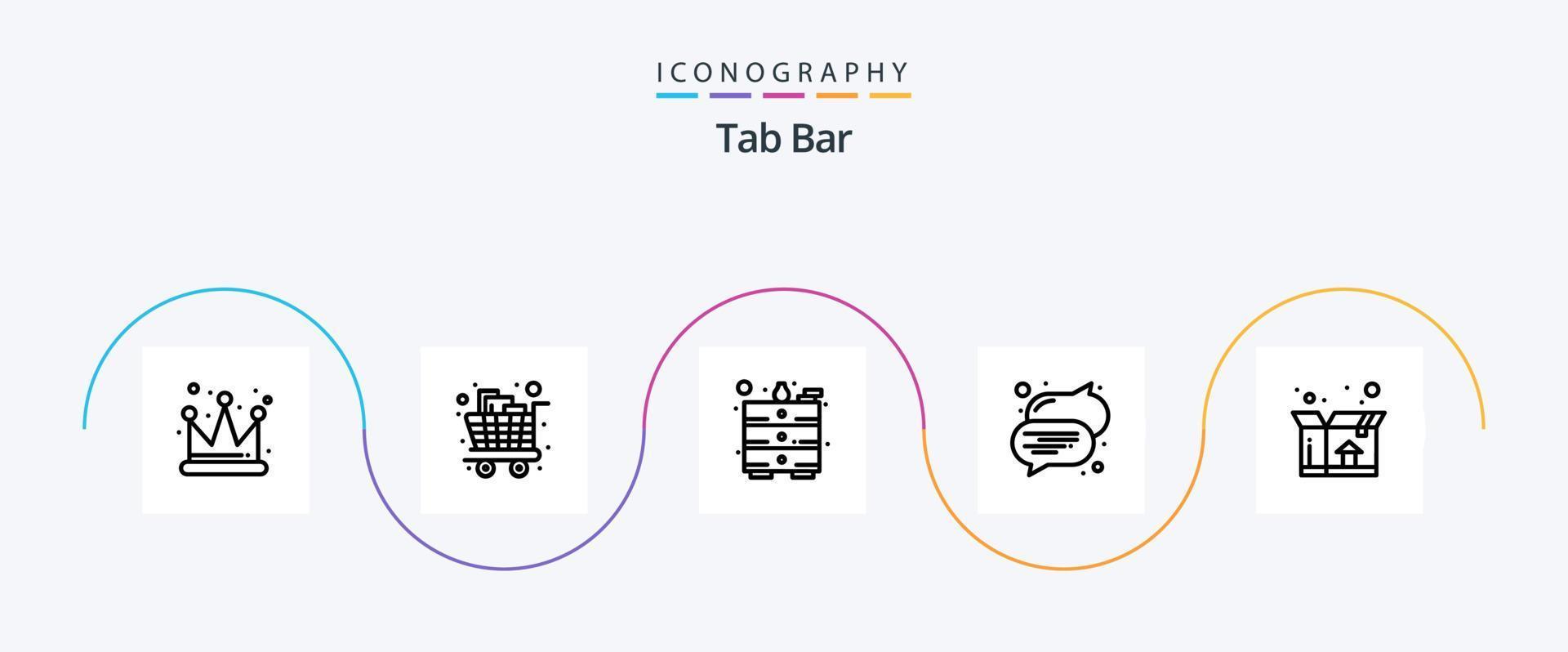 Tab Bar Line 5 Icon Pack Including . delivery. draw. box. speech vector