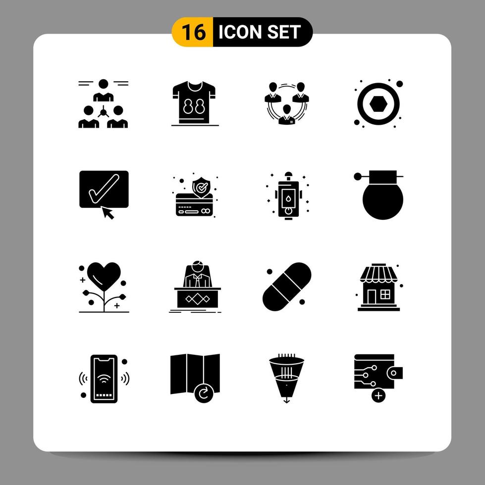 16 Universal Solid Glyphs Set for Web and Mobile Applications hardware social soccer people communication Editable Vector Design Elements