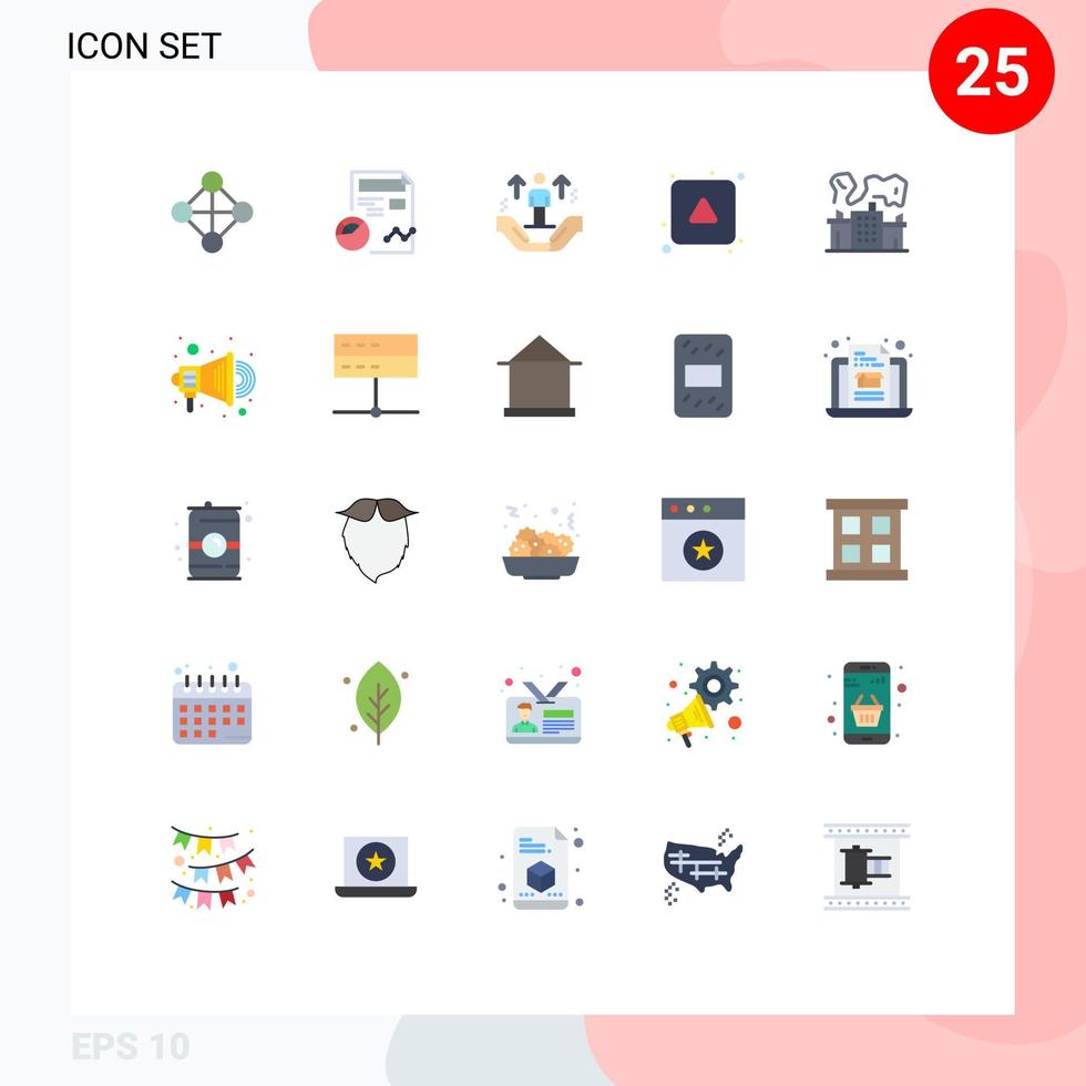 Group of 25 Flat Colors Signs and Symbols for factory direction user arrow arrow Editable Vector Design Elements