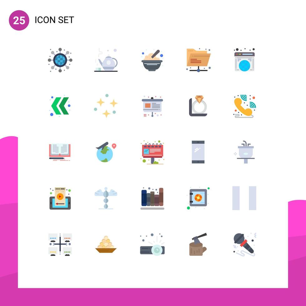Universal Icon Symbols Group of 25 Modern Flat Colors of internet global food shared internet Editable Vector Design Elements