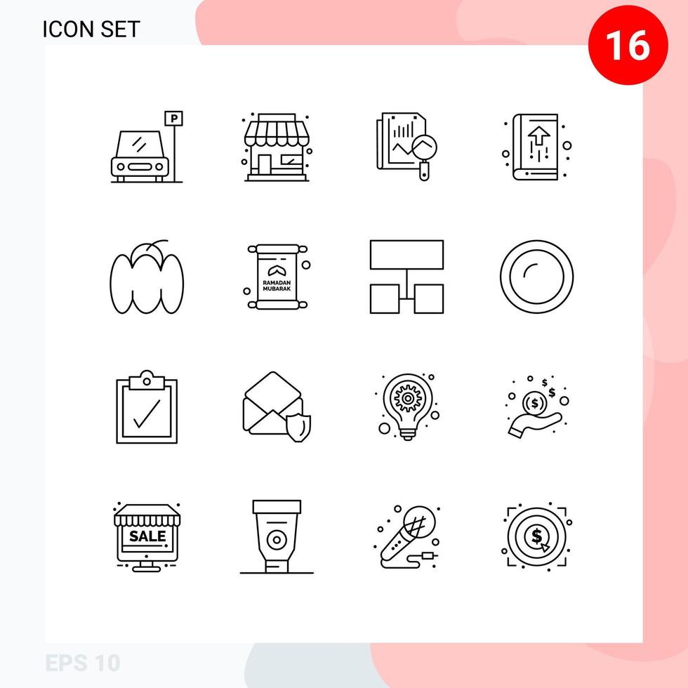 conjunto de 16 iconos modernos de la interfaz de usuario símbolos signos para el archivo de crecimiento de la campana elementos de diseño vectorial editables de la agenda empresarial vector