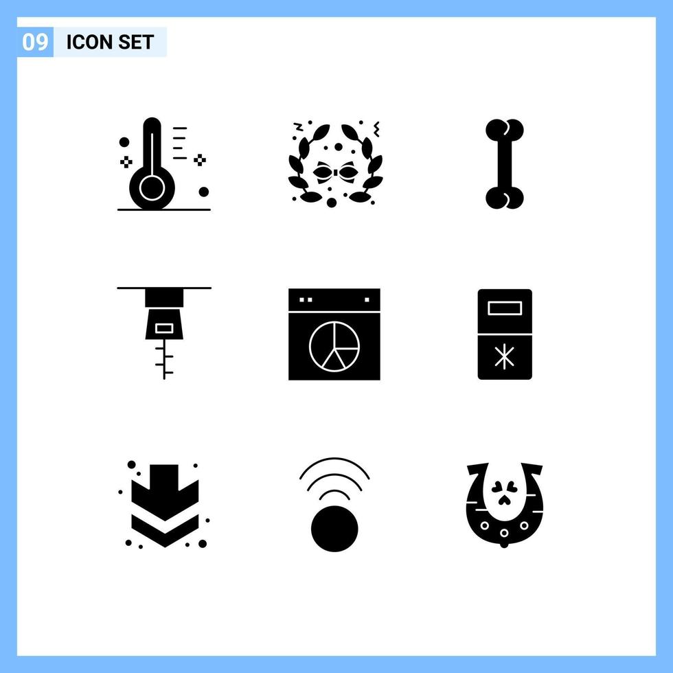 9 User Interface Solid Glyph Pack of modern Signs and Symbols of kitchen ui food pie design Editable Vector Design Elements