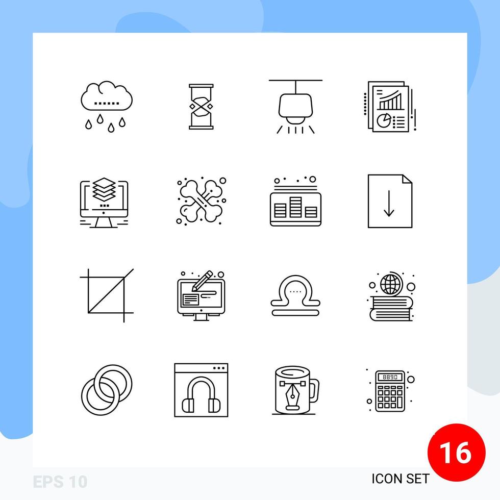 16 Creative Icons Modern Signs and Symbols of design report sand pie chart Editable Vector Design Elements