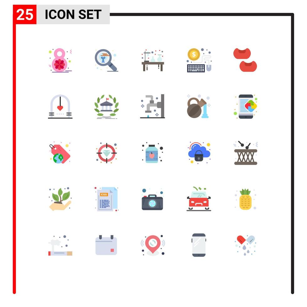 25 Universal Flat Colors Set for Web and Mobile Applications bean laptop thinking mouse lab Editable Vector Design Elements