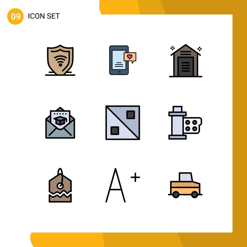 Universal Icon Symbols Group of 9 Modern Filledline Flat Colors of cross graduation e commerce education warehouse Editable Vector Design Elements