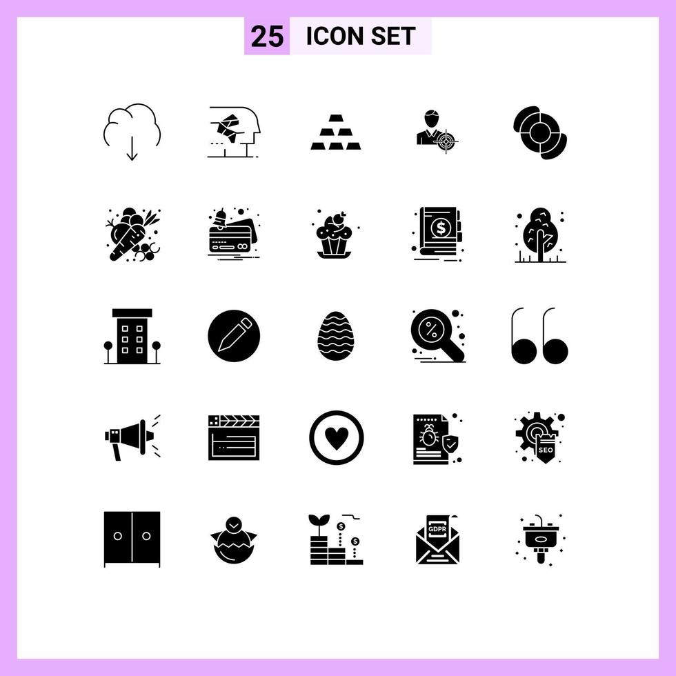 25 Creative Icons Modern Signs and Symbols of goal focus human man gold bar Editable Vector Design Elements