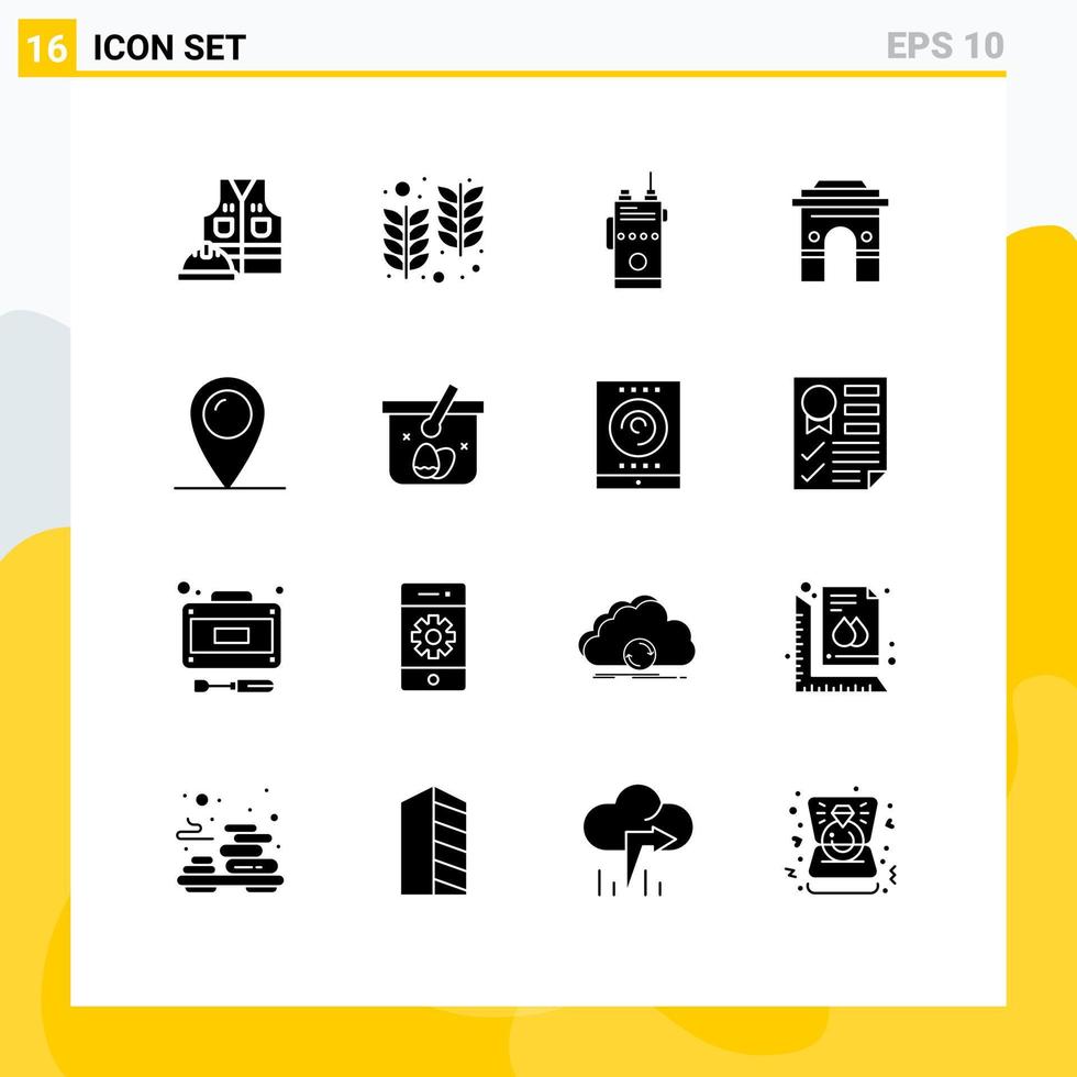 Set of 16 Modern UI Icons Symbols Signs for indian hinduism walkie global camping Editable Vector Design Elements