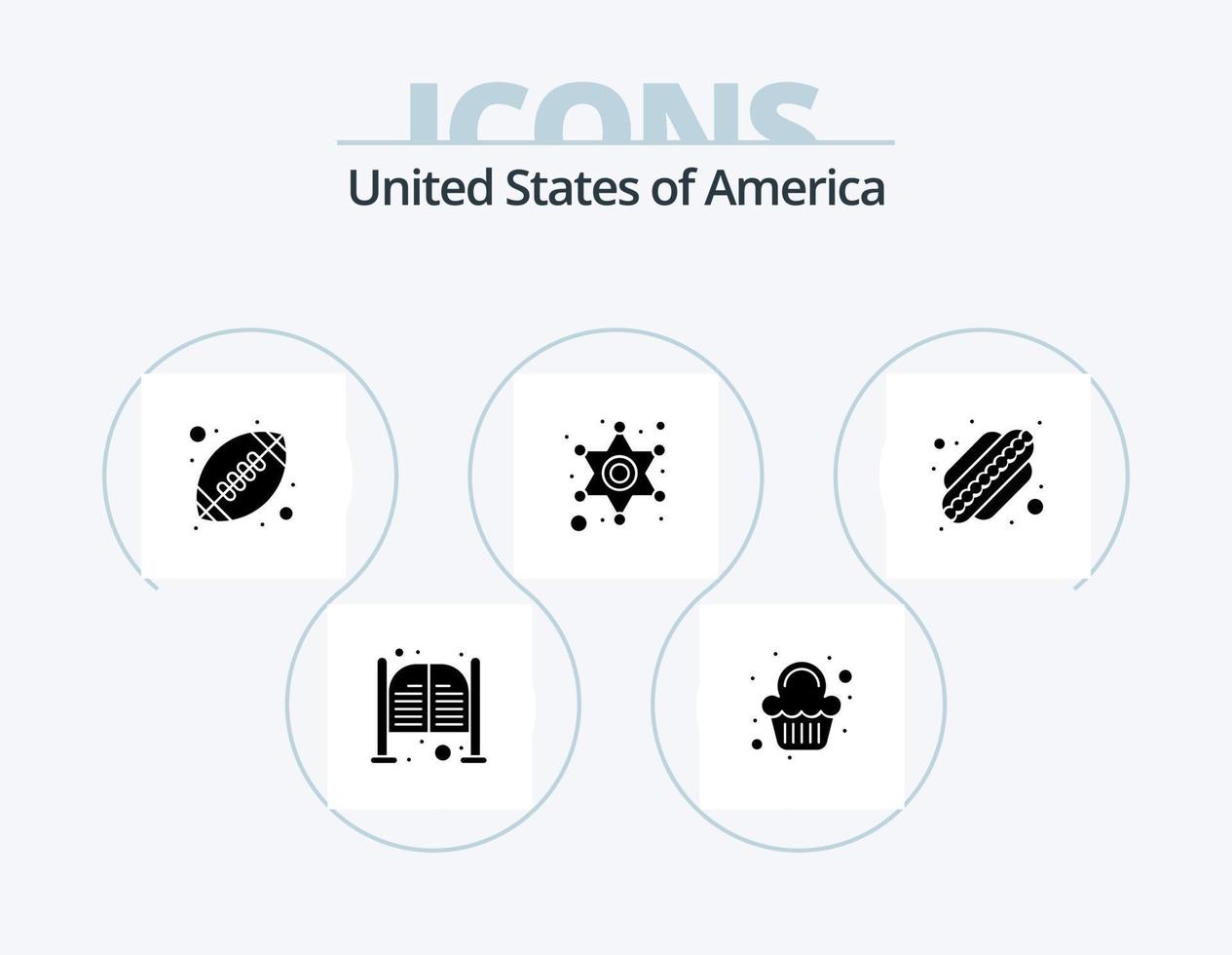 diseño de iconos del paquete de iconos de glifo de EE. UU. 5. americano. estrella. celebracion. policía. pelota americana vector