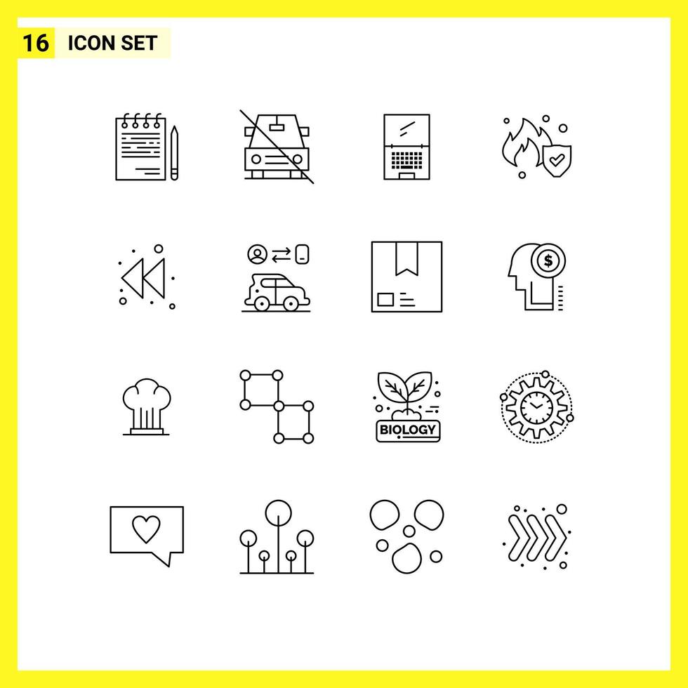 16 Creative Icons Modern Signs and Symbols of service fire off laptop device Editable Vector Design Elements