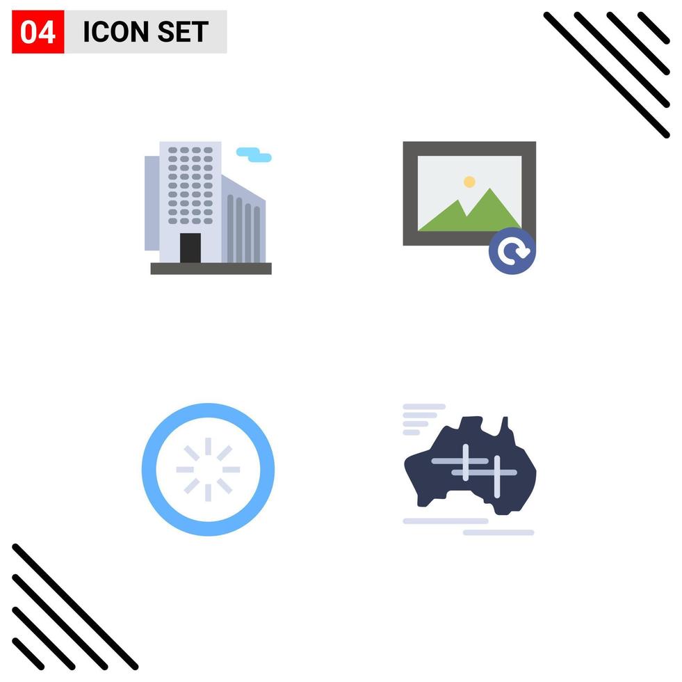 Editable Vector Line Pack of 4 Simple Flat Icons of building connection city reload loading Editable Vector Design Elements