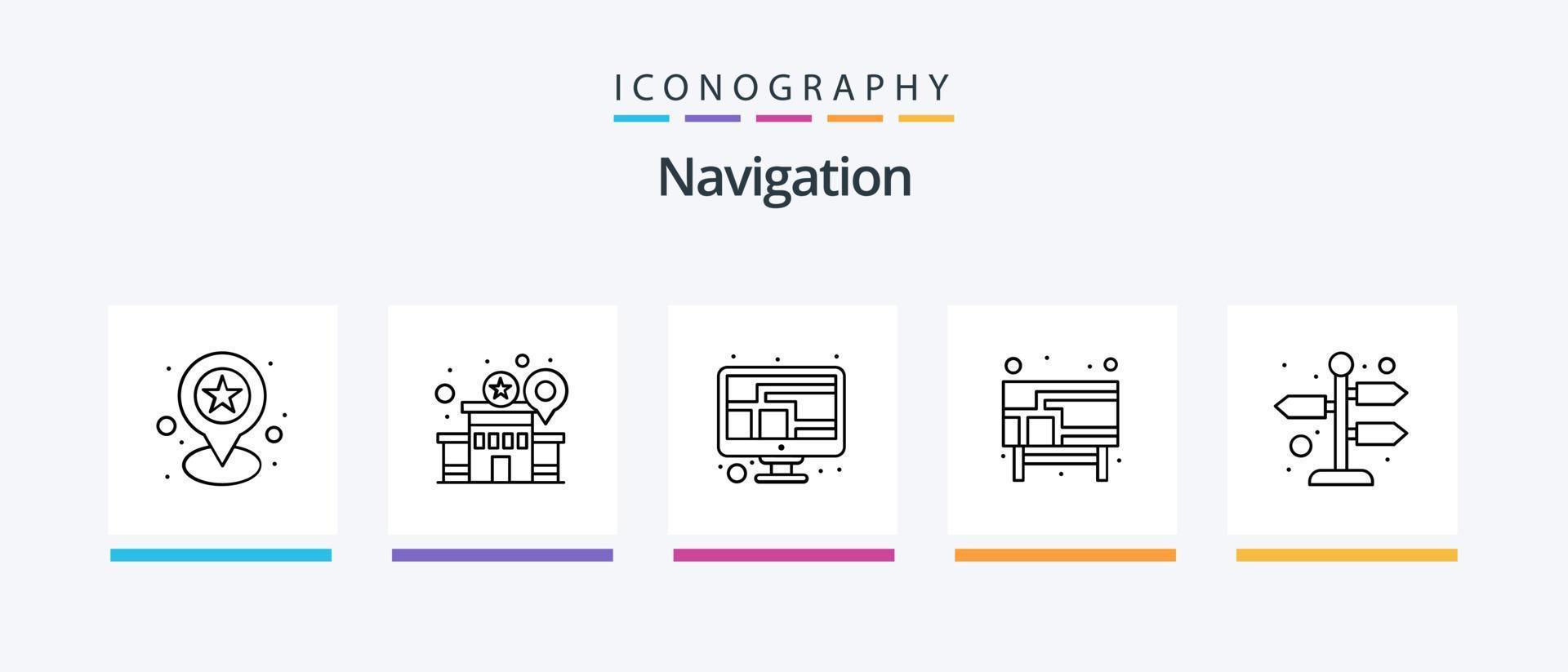 paquete de iconos de la línea de navegación 5 que incluye mapa. mapa. Brújula. ubicación. mundo. diseño de iconos creativos vector