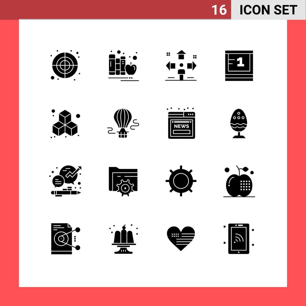 16 Universal Solid Glyphs Set for Web and Mobile Applications school study apple board man Editable Vector Design Elements