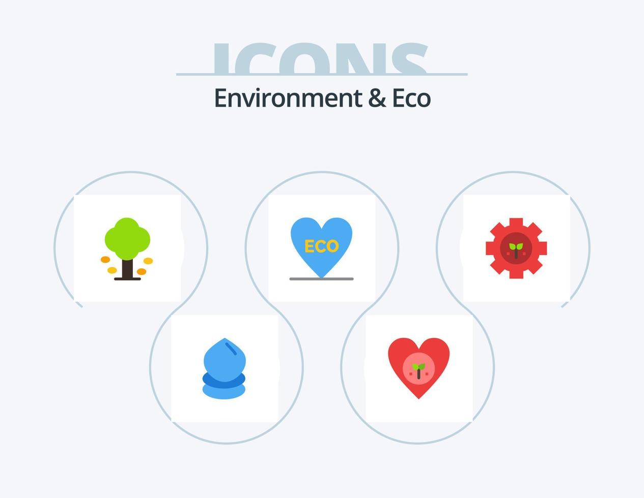 medio ambiente y eco flat icon pack 5 diseño de iconos. ambiente. corazón. como. ecológico verano vector