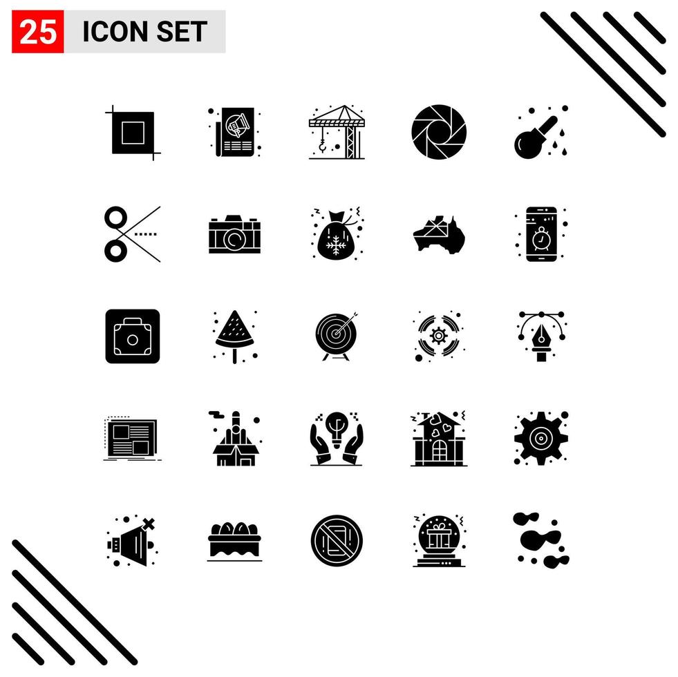 Modern Set of 25 Solid Glyphs Pictograph of hospital health architecture enema lens Editable Vector Design Elements