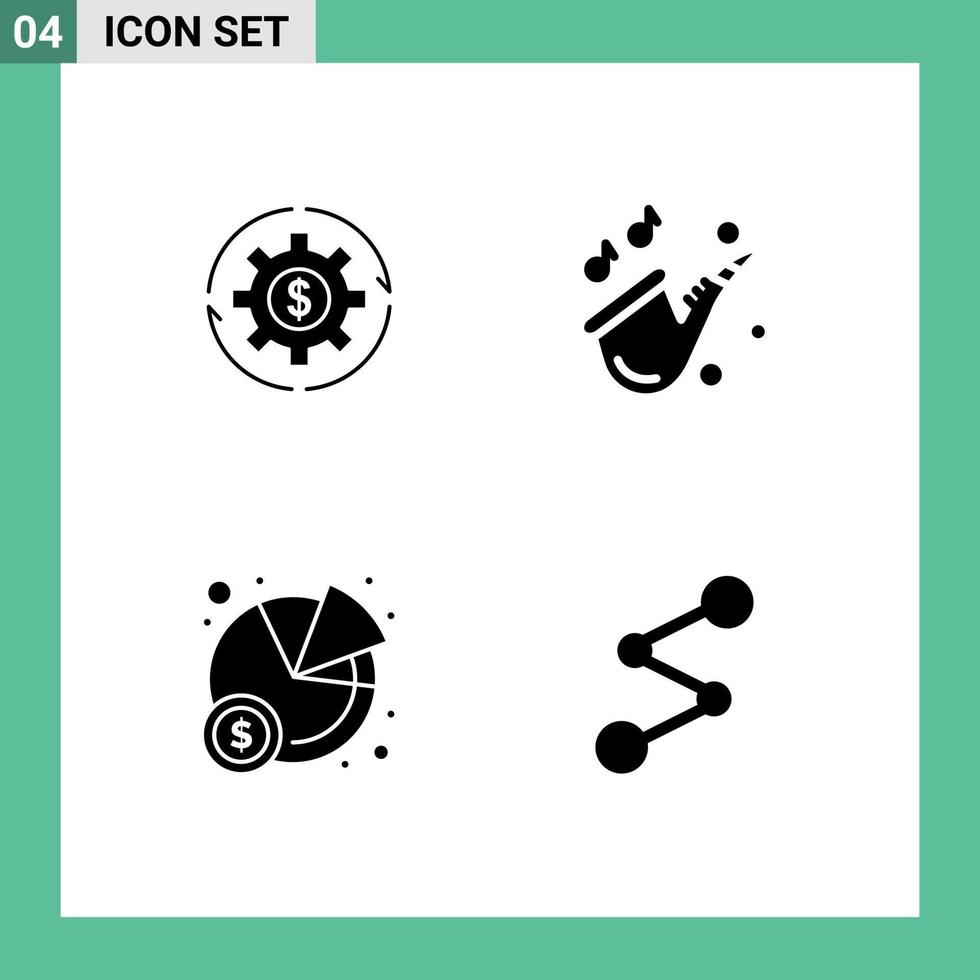 grupo de símbolos de iconos universales de glifos sólidos modernos de juego de ingresos obtener gráficos de ganancias elementos de diseño vectorial editables vector