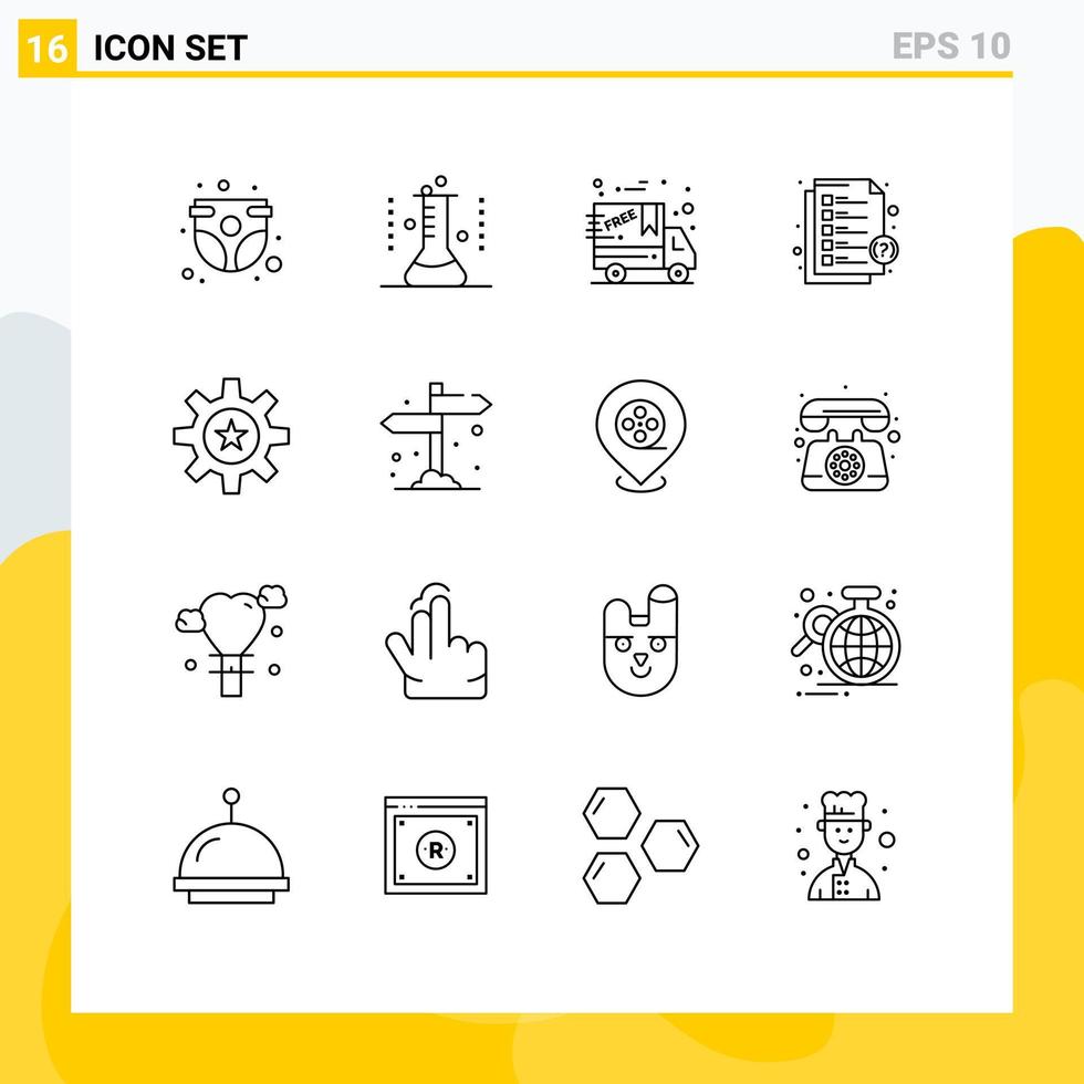 Universal Icon Symbols Group of 16 Modern Outlines of hr message lab glassware help delivery Editable Vector Design Elements
