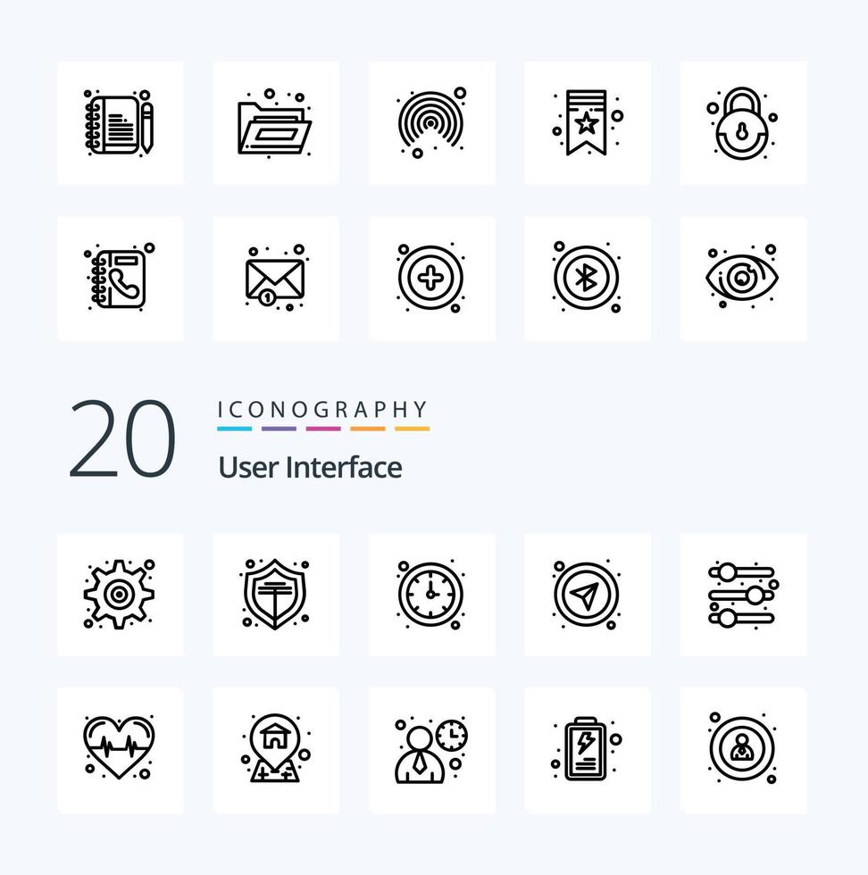 20 User Interface Line icon Pack like heart user interface time adjust select vector